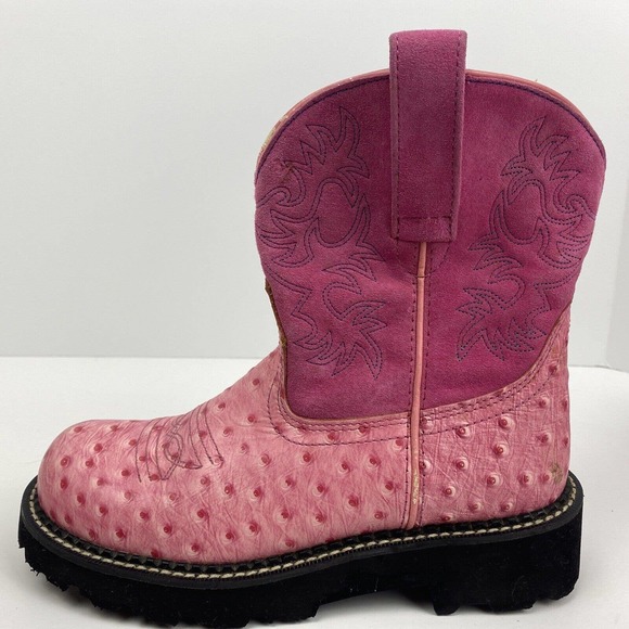 Ariat Shoes - Ariat Fatbaby‎ Womens Pink Ostrich Print Western Cowboy Boots Size 6 1/2 B